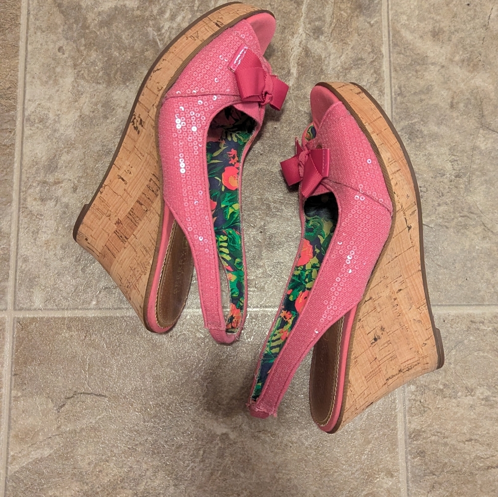 Sperry Women's Pink Peep-Toe Slingback Shoes - Picture 5 of 8